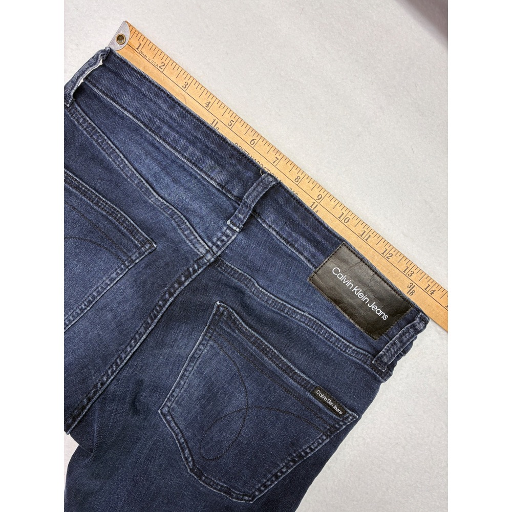 Calvin Klein Modern Slim Jeans Indie Sleaze Minimalist Indigo - 28 Dark Blue - Picture 7 of 11